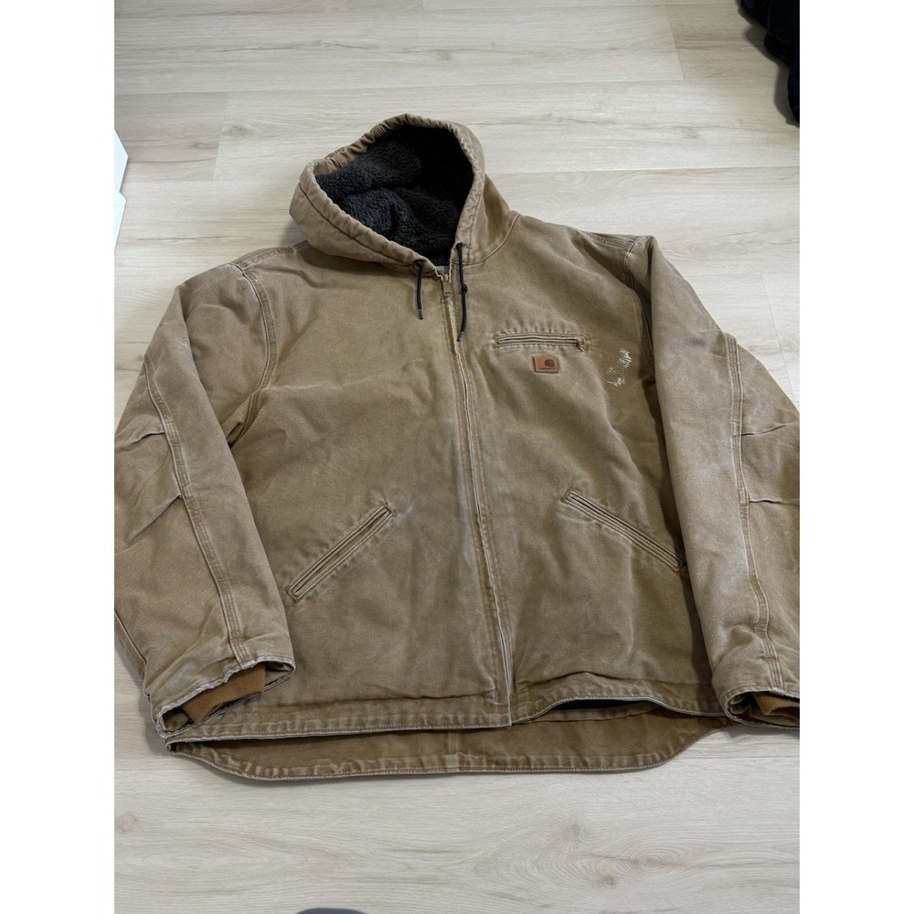 Carhartt J141 211 Jacket Size Men's 2XL Sherpa Lined Sierra Canvas Faded Brown